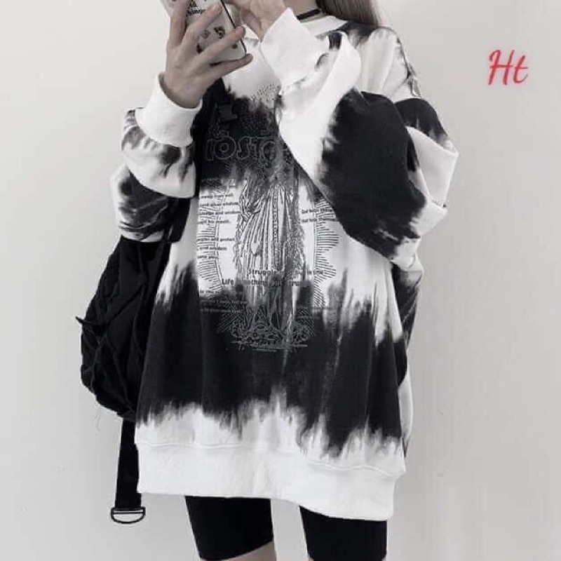 Áo hoodie nỉ đen trắng LOS HT12