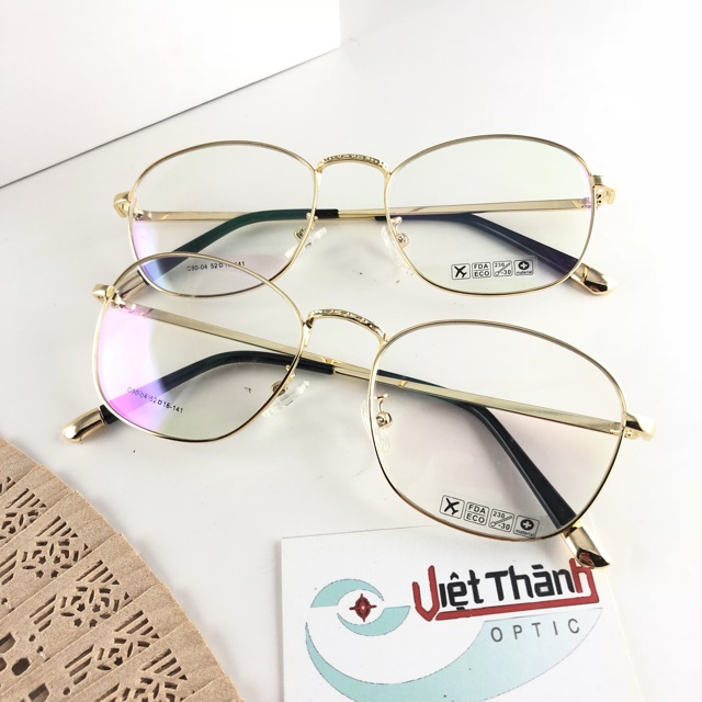 Gọng kính cận kim loại mạnh kiểu dáng vintage cổ điển retro thời trang nhận làm cận viễn loạn theo yêu cầu
