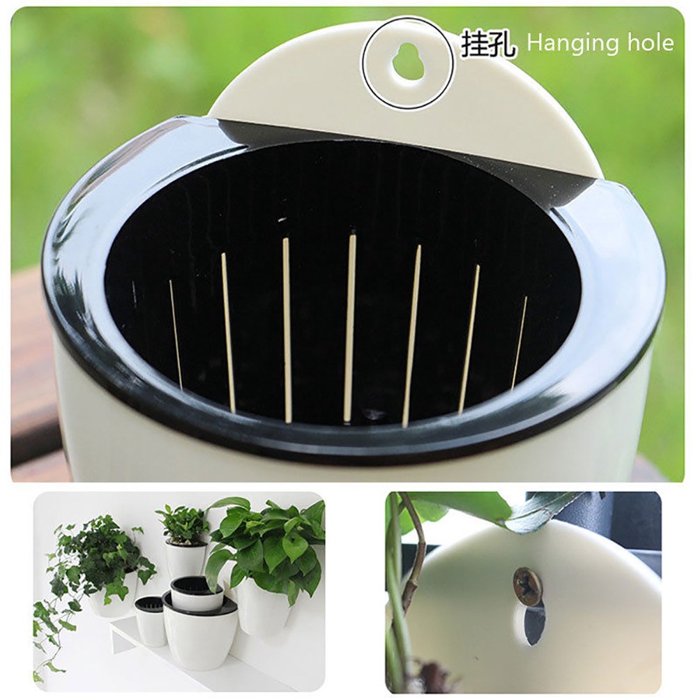 Chậu Nhựa Trồng Cây Trồng Hoa Treo Tường Tự Tưới Nước Tặng Kèm Móc Treo Chữ S
