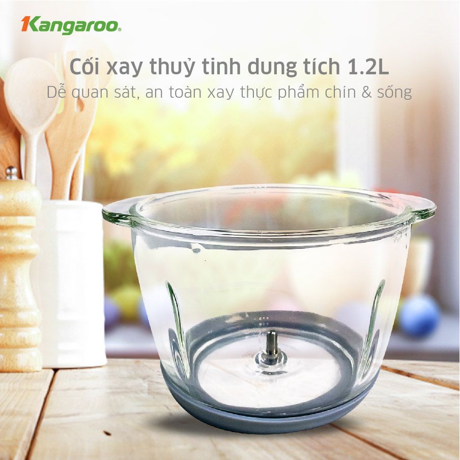 Máy xay thịt Kangaroo KG12T - dung tích 1.2L - 4 lưỡi xay inox - cối thuỷ tinh - Kangaroo Official Online Store