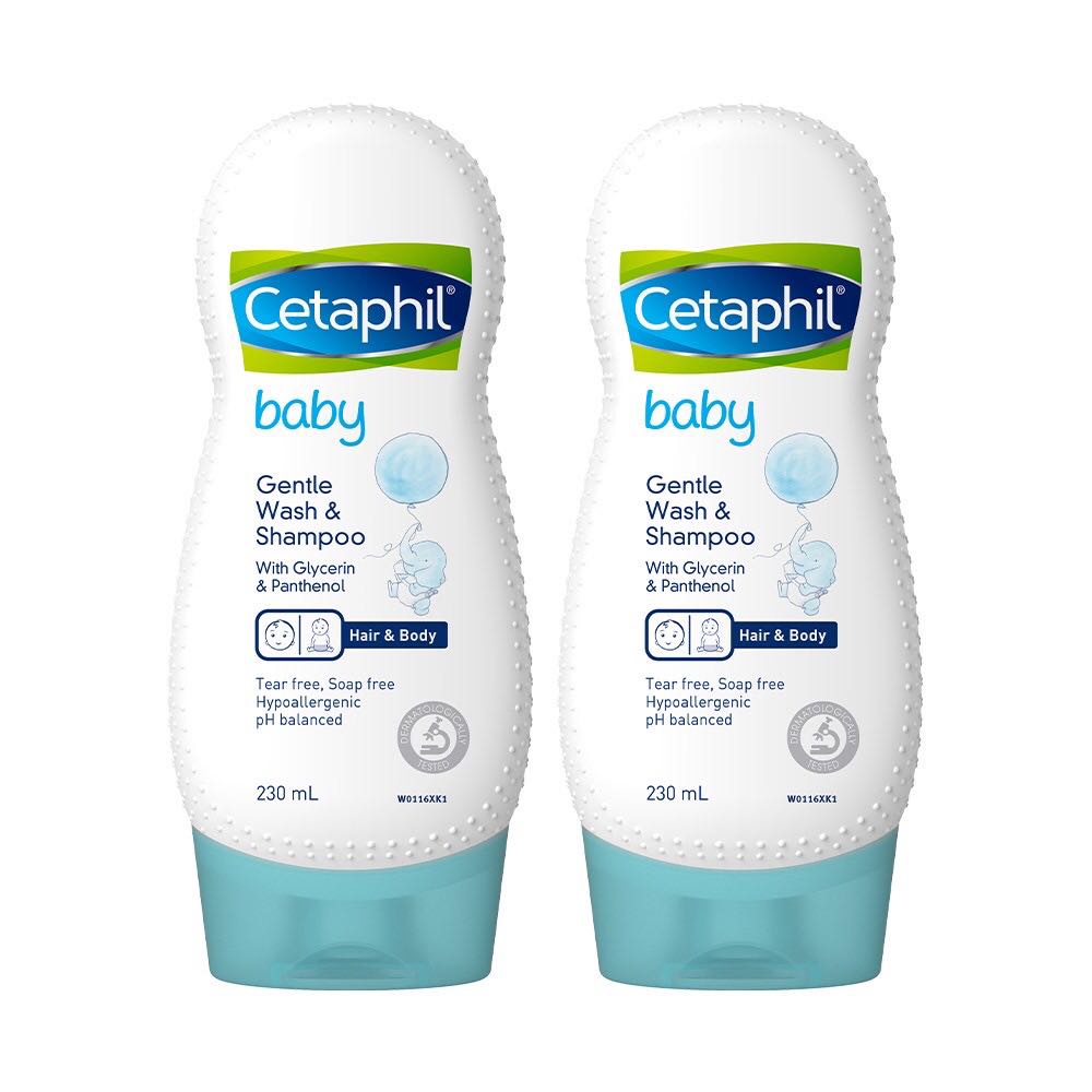 [Tặng Cetaphil Baby Moist Bath&amp;Wash 50ml/chai] Combo 2 Sữa tắm gội cho bé Cetaphil Baby Gentle Wash &amp; Shampoo 230ml/chai