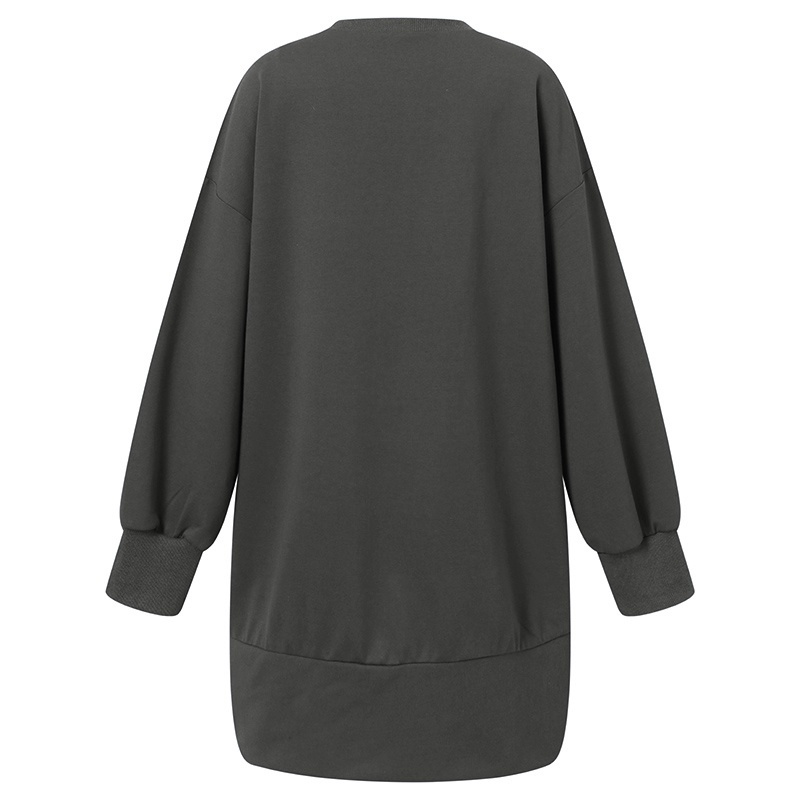 Áo sweatshirt ZANZEA tay dài màu trơn cổ tròn dáng rộng thoải mái dành cho nữ
