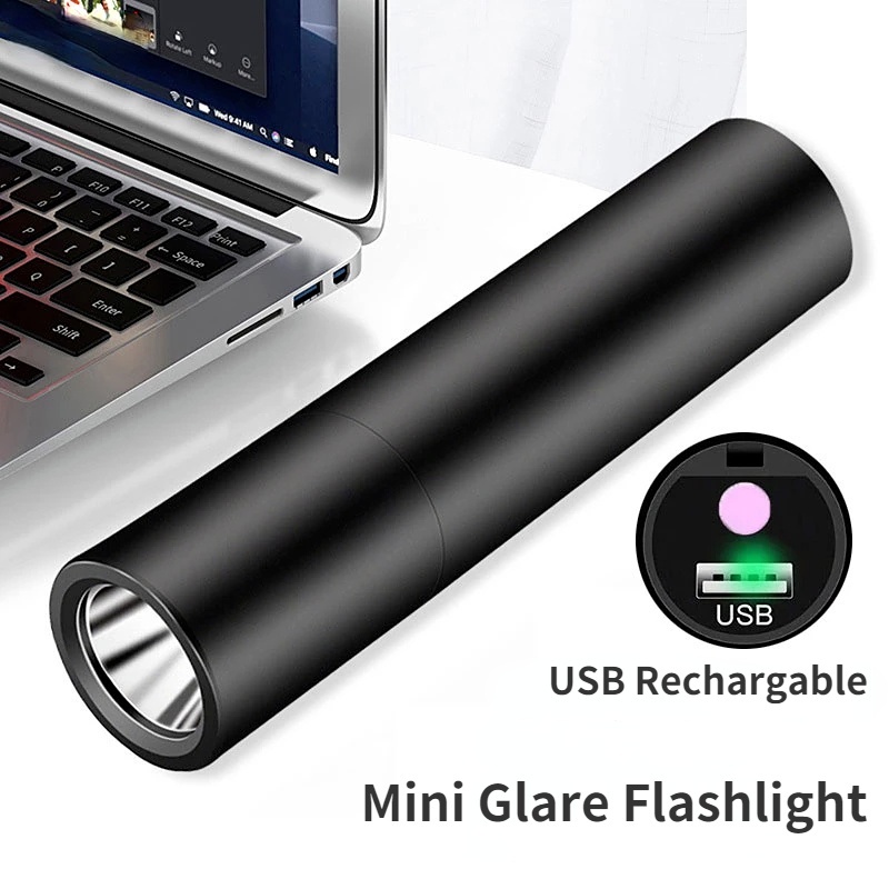 Đèn Pin LED Mini Sử Dụng Pin Có Thể Sạc Lại Bằng Cổng USB Dùng Khi Cắm Trại Leo Núi Ban Đêm