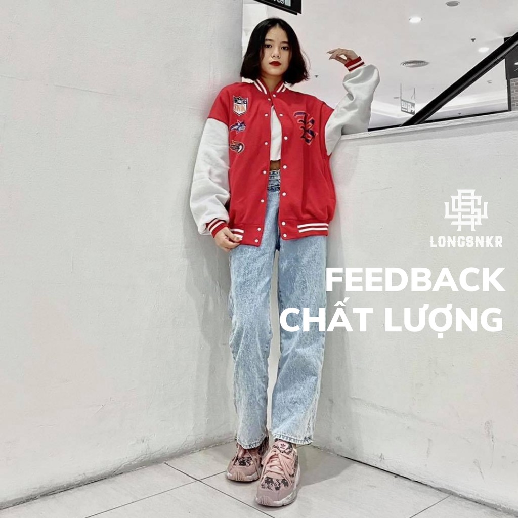 [Tặng Sticker và khăn Tuban] _ Áo khoác VARSITY ĐỎ họa tiết Longsnkr chất nỉ giữ nhiệt và thoáng - Bomber /Varsity | BigBuy360 - bigbuy360.vn