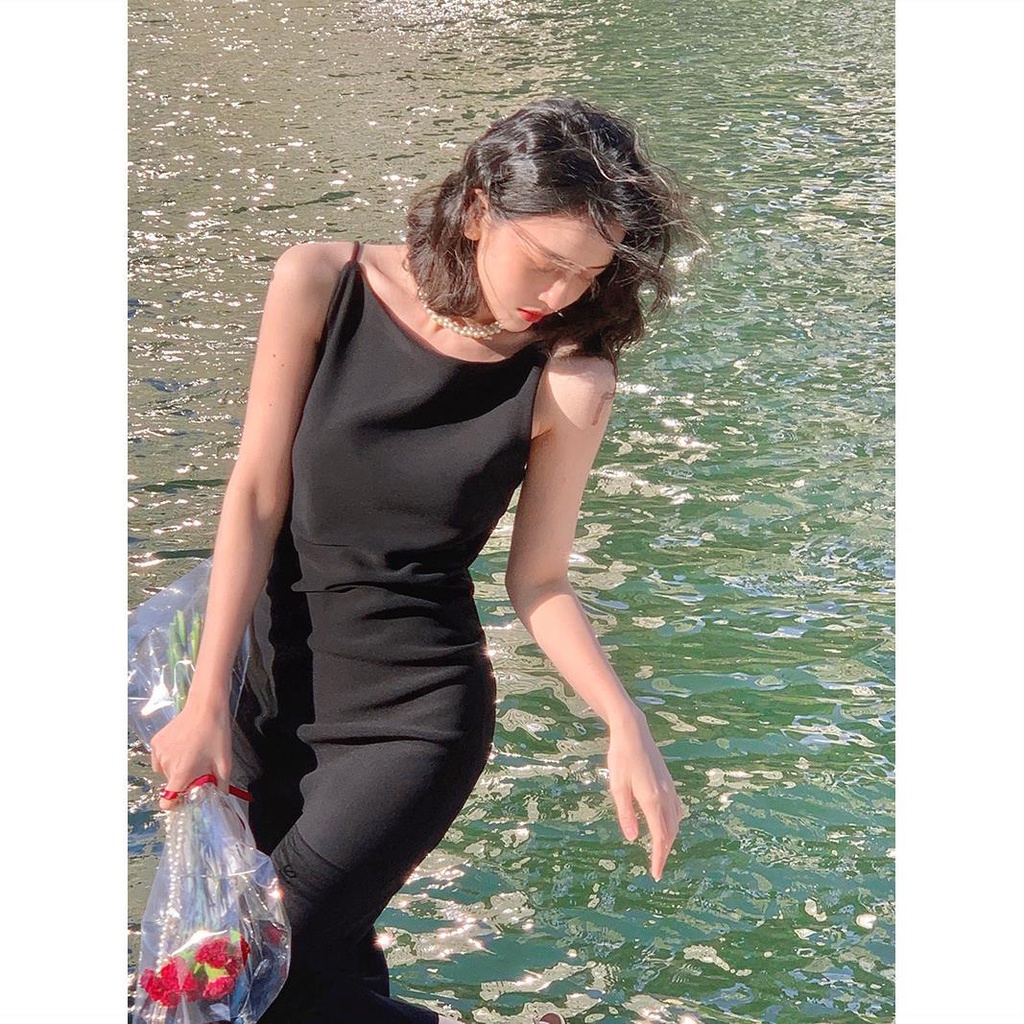 Đầm Lửng Không Tay Cổ Tròn Hở Vai Thời Trang Mùa Hè Hàng Mới Dành Cho Nữ