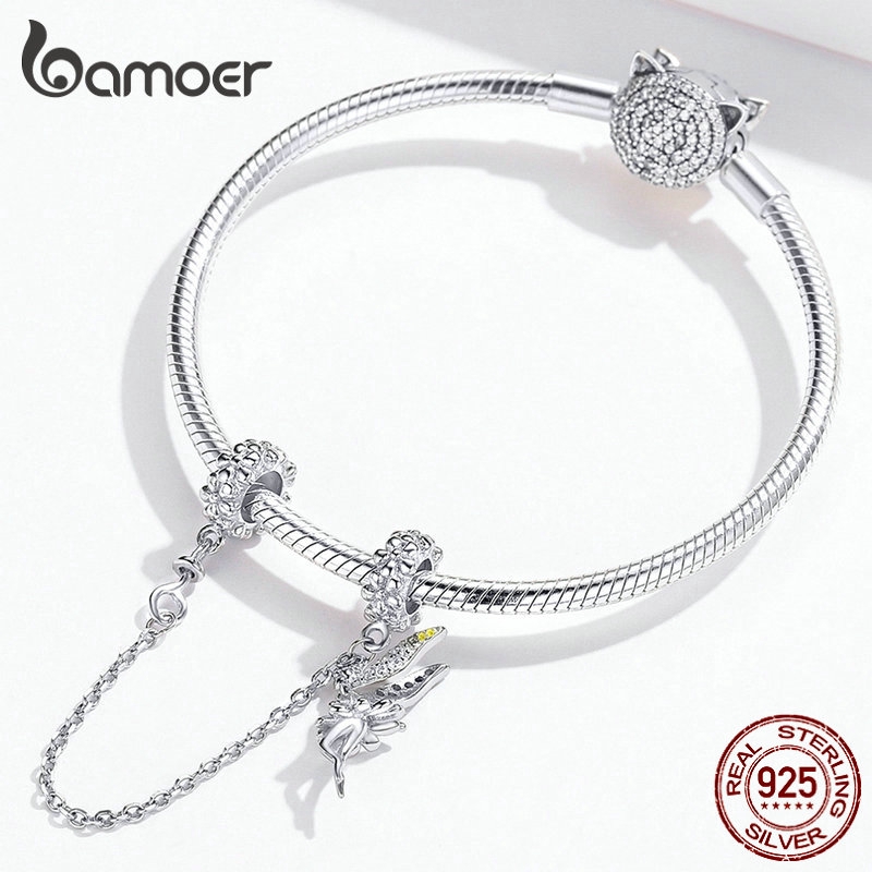 Hạt phụ kiện Bamoer bạc 925 hình tiên nữ dễ thương độc đáo