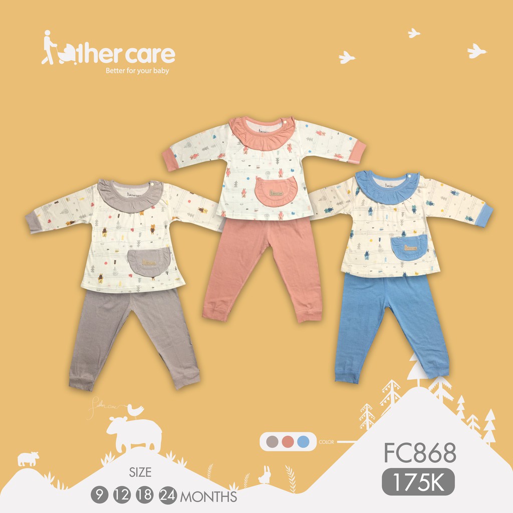 Bộ Quần áo bé gái FatherCare Cổ bèo DT - Báo  FC868
