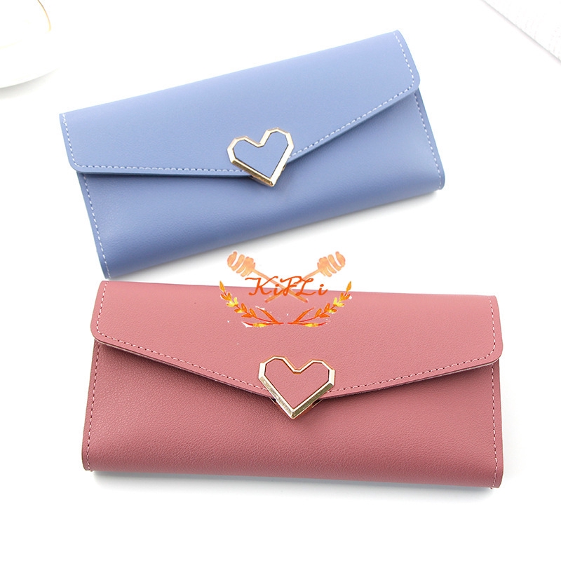 Ví Da Dài Thời Trang Thiết Kế Khoá Hình Trái Tim Cho Nữ