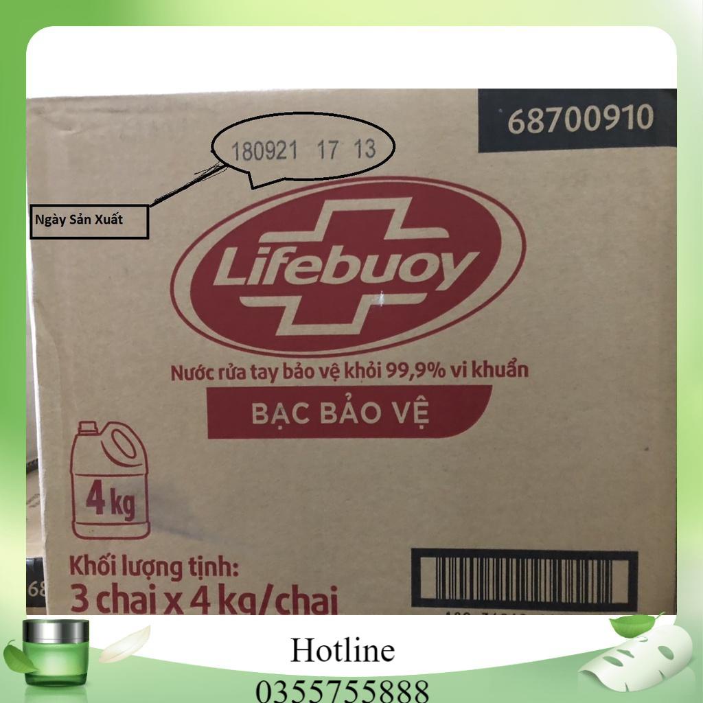 Nước rửa tay Lifebuoy Bạc Bảo Vệ Can 4kg, giúp sạch khuẩn và bảo vệ  khỏi 99.9% vi khuẩn tốt nhất trên da.