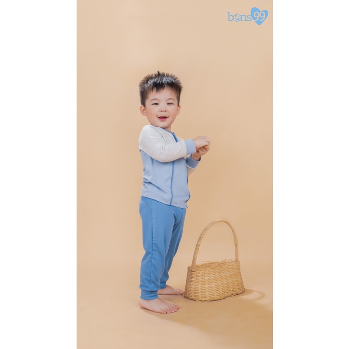 Bons99 Bộ dài tay chất liệu petit viền size 6-4y