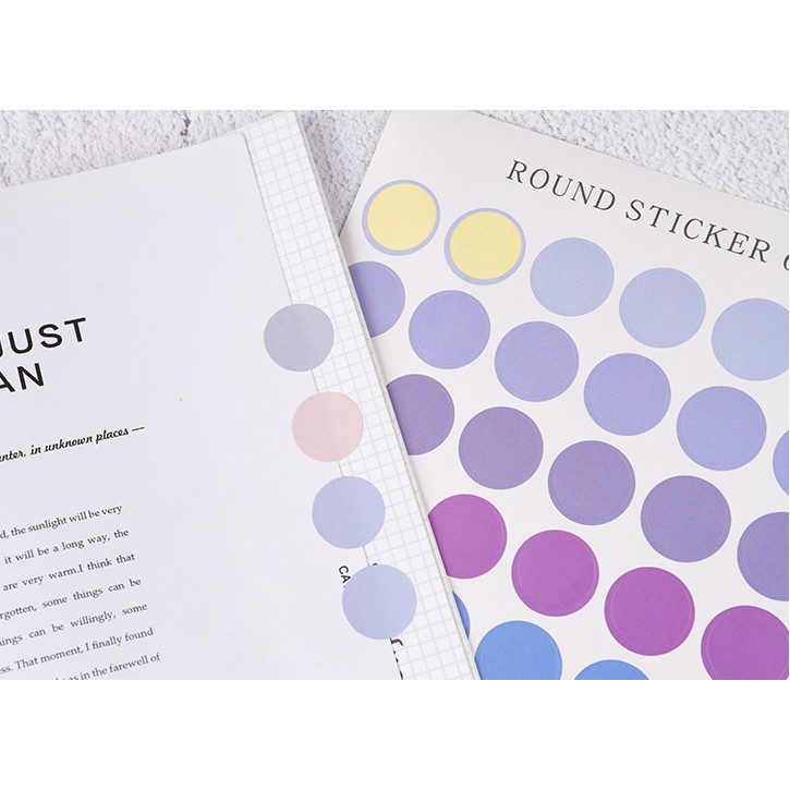 STICKER - Sticker 1 tấm COLOR ROUND / Sticker tròn nhiều tone màu