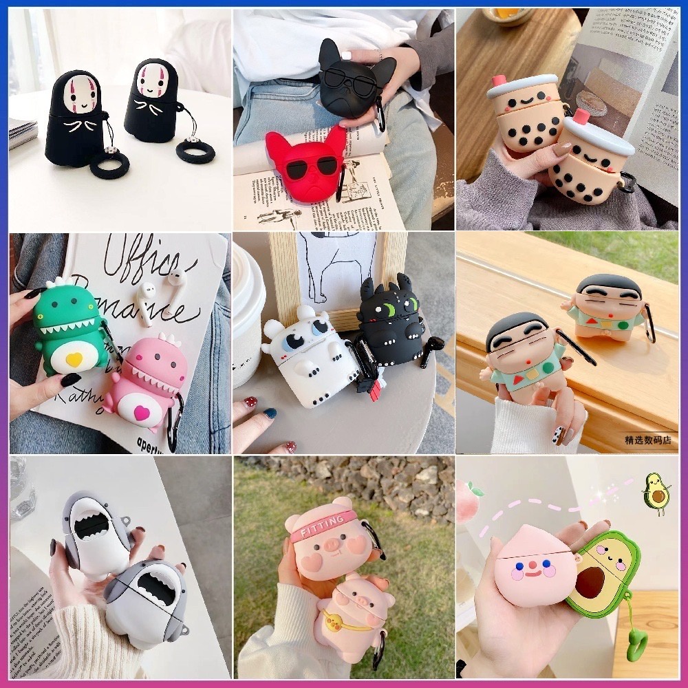 Vỏ bảo vệ, bao đựng, case tai nghe bluetooth airpods1/2 loại dày cao cấp chống va đập hình thú dễ thương