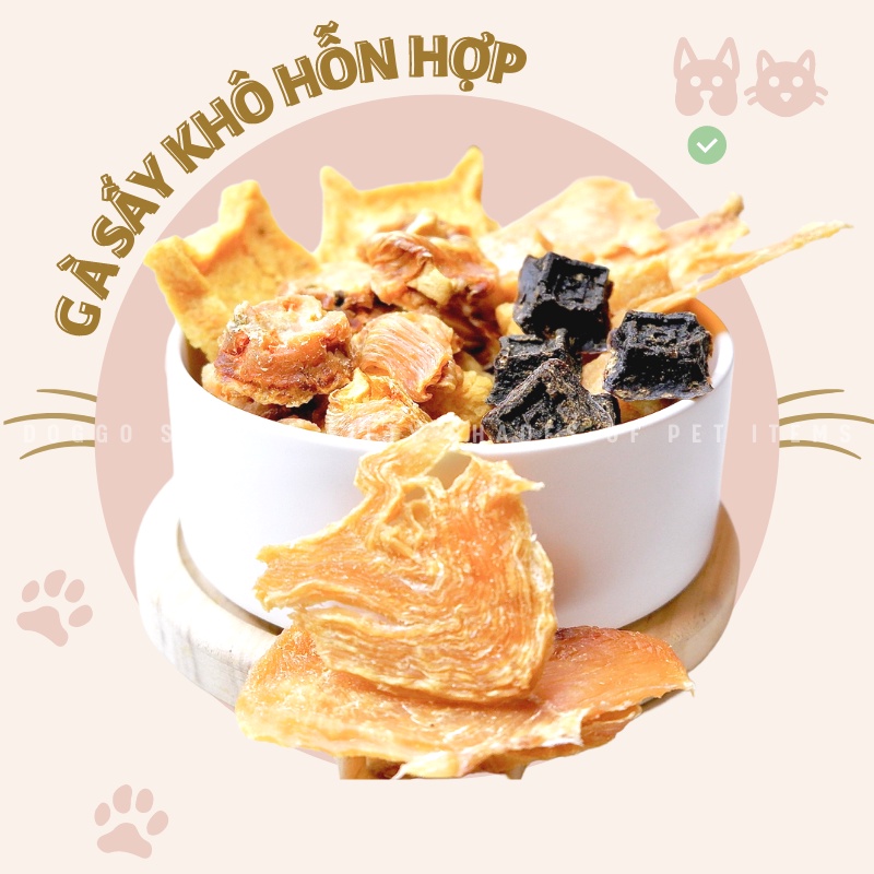Combo Treat Bánh Thưởng Tổng Hợp Cho Chó Gà Sấy Khô DOGGOSTYLE Homemade Không Chất Bảo Quản 100G