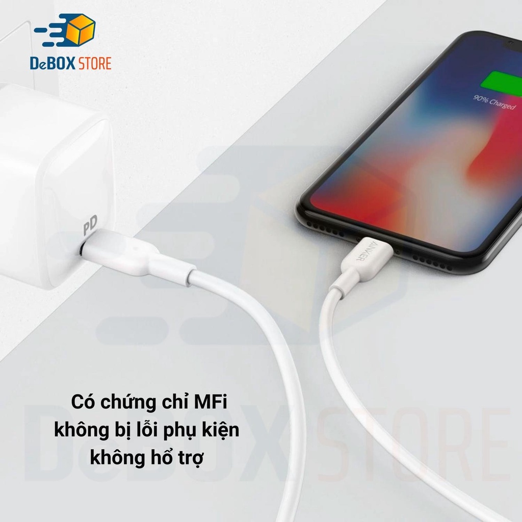 Cáp Sạc Nhanh Anker A8632 A8633 0.9m 1.8m PD 3.0 Power Line II Flow USB-C to L Bảo hành 12 tháng