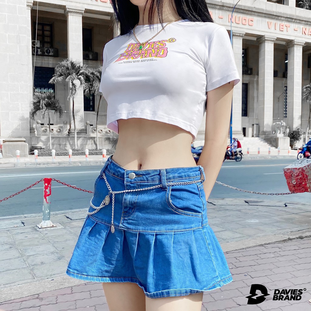 [Mã MASK2630K giảm 15% tối đa 30K đơn từ 99K] Áo croptop nữ màu trắng Davies brand - PINK Logo Croptop | BigBuy360 - bigbuy360.vn