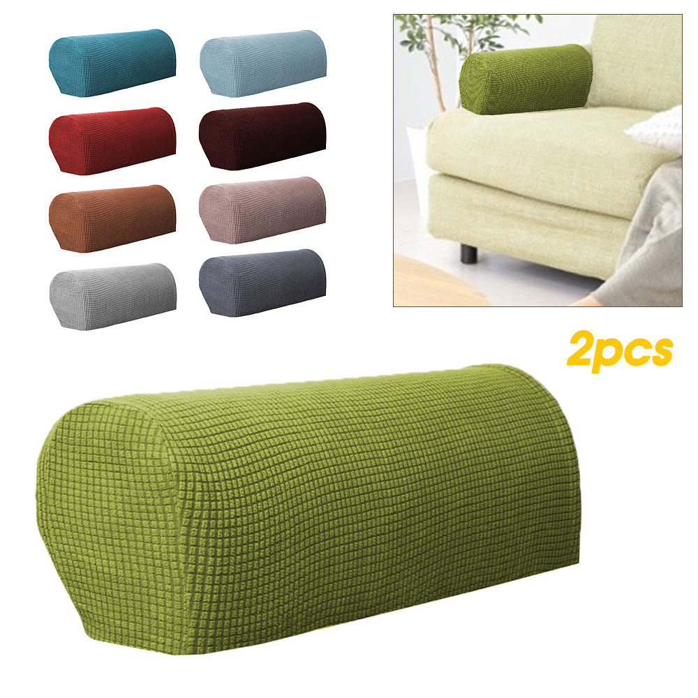 1 cặp áo bọc tay vịn ghế sofa màu trơn co giãn có thể tháo gỡ tiện lợi