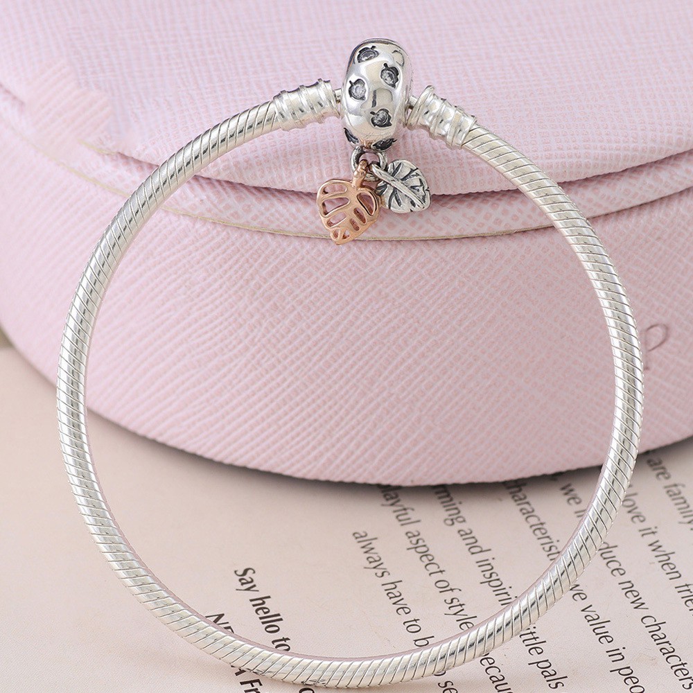 Vòng charm bạc 925 cao cấp - Mẫu vòng mềm chốt quả sồi, có thể mix thêm hạt charm vào vòng theo ý thích