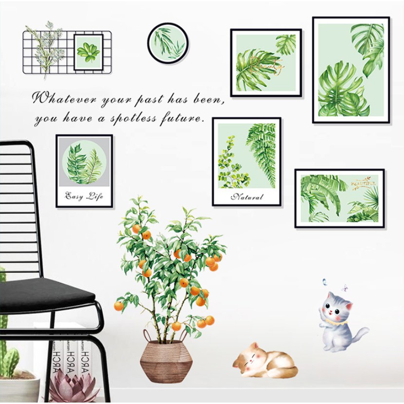 Decal dán tường Bộ khung tranh cây xanh hiện đại