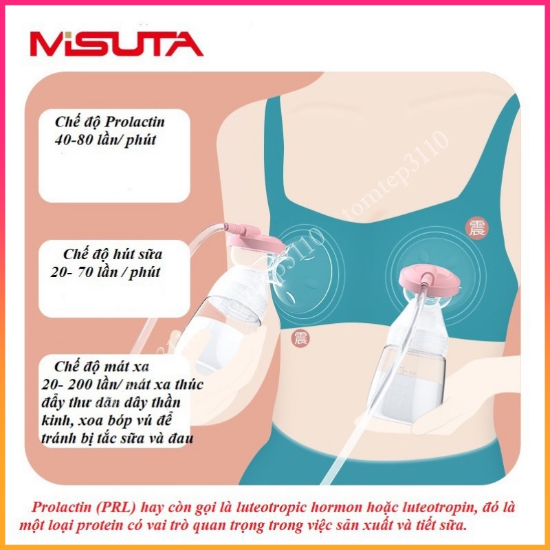 Máy Hút Sữa Điện Đôi 9 Mức MISUTA Có Chế Độ Massage Kích Tiết Sữa Cho Mẹ