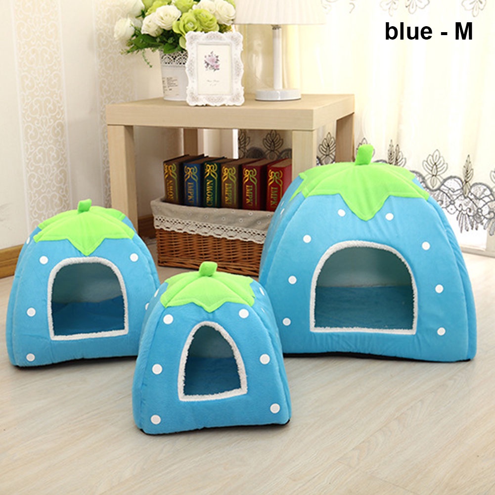 Giường Ngủ Cho Thú Cưng Hình Quả Dâu Dễ Thương Có Thể Giặt Được