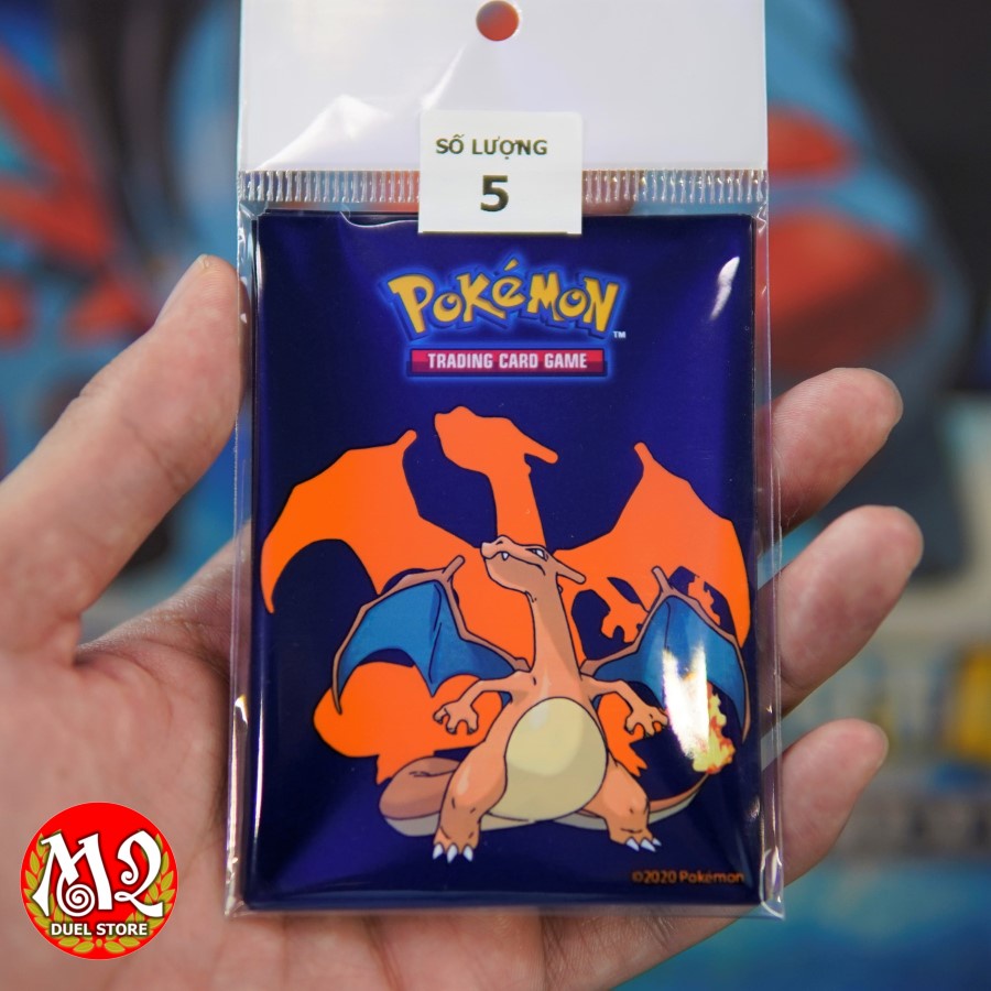 05 cái bọc bài lẻ Standard size Sleeves Pokemon - Charizard - 66 x 91 mm - dùng bọc lớp thứ 2 cho thẻ bài của bạn