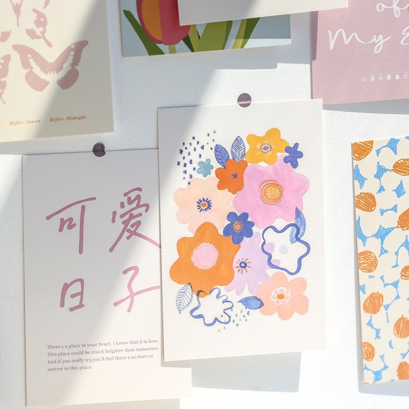 Set 30 Postcard Cute Creative Flowers Dán Tường Trang Trí Phòng/ Bàn Học
