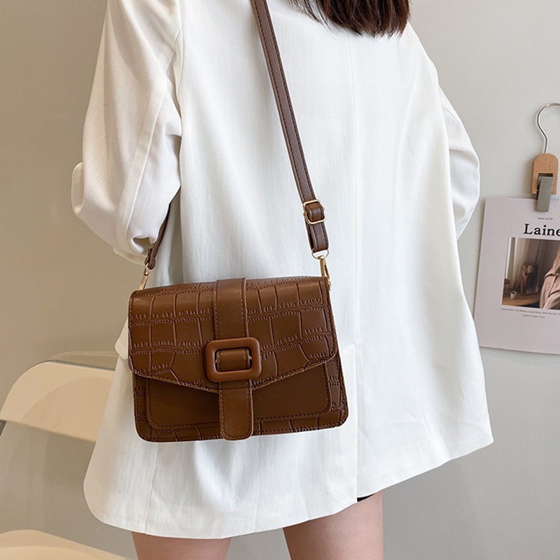 Túi Đeo Vai Dáng Vuông Vân Da Cá Sấu Kiểu retro Thời Trang Cho Nữ