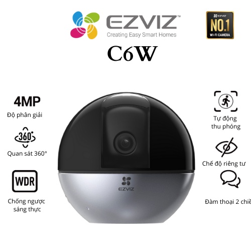 Camera wifi đa năng Ezviz C6W (4MP) 2K Quay quét 360 độ - Hàng Chính Hãng