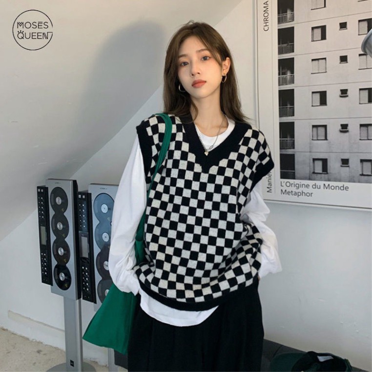 Áo Gile Len Hàn Quốc, Áo Len Nữ Họa Tiết Kẻ Caro Cá Tính Phong Cách Thời Trang Sang Chảnh | BigBuy360 - bigbuy360.vn