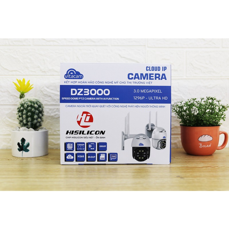 Camera Ip Wifi Ngoài Trời PTZ VITACAM DZ3000 - 3.0Mpx 1296P Ultra HD Siêu Nét - Xoay 360 - Chính Hãng Bảo Hành 24 Tháng | BigBuy360 - bigbuy360.vn