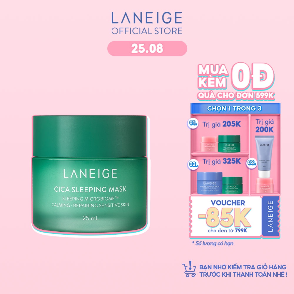 Mặt nạ ngủ phục hồi và nuôi dưỡng da LANEIGE Cica Sleeping Mask EX 25ML