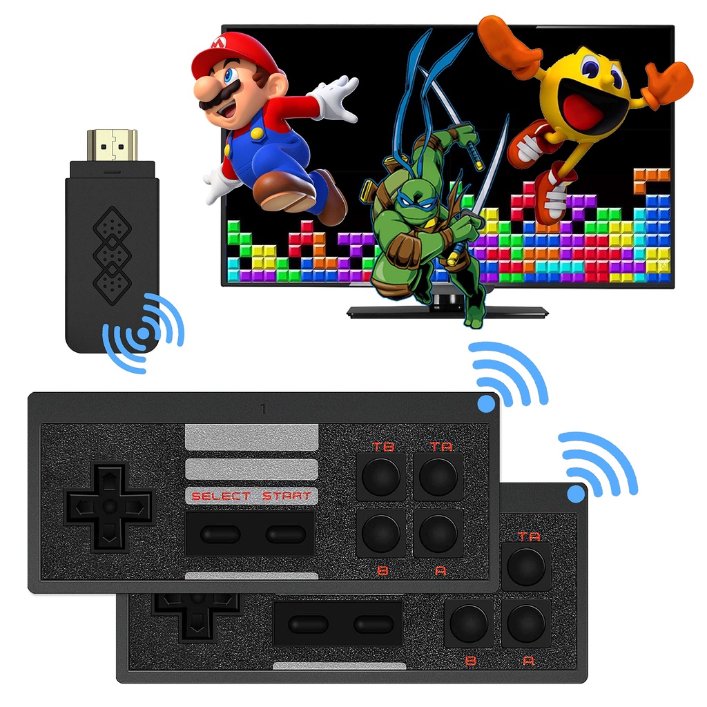 【660 trò chơi】 Bảng điều khiển Hdmi Video Game Stick 4K HD Plug-in Mini TV Gamebox 2 Bộ điều khiển không dây Retro Nintendo