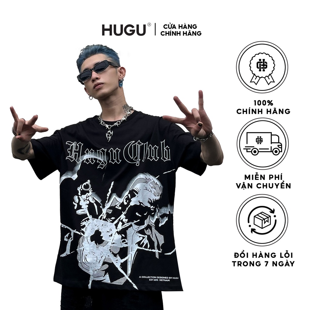 Áo thun nam tay ngắn cổ tròn in họa tiết Bang Bang HUGU 100% cotton hai chiều thoáng mát thấm hút mồ hôi