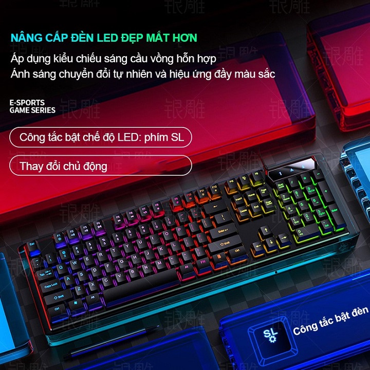 Bàn Phím Máy Tính Gaming YINDIAO V4 &amp; V4Pro - Đèn LED RGB Chống Nước Game Máy Tính Esport - Chính Hãng [Bảo Hành 1 Năm]