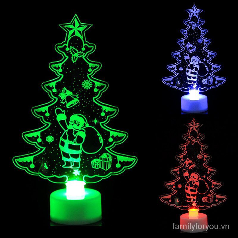 Đèn led thiết kế họa tiết người tuyết/cây thông/ông già noel bằng acrylic trang trí Giáng sinh/hội tiệc
