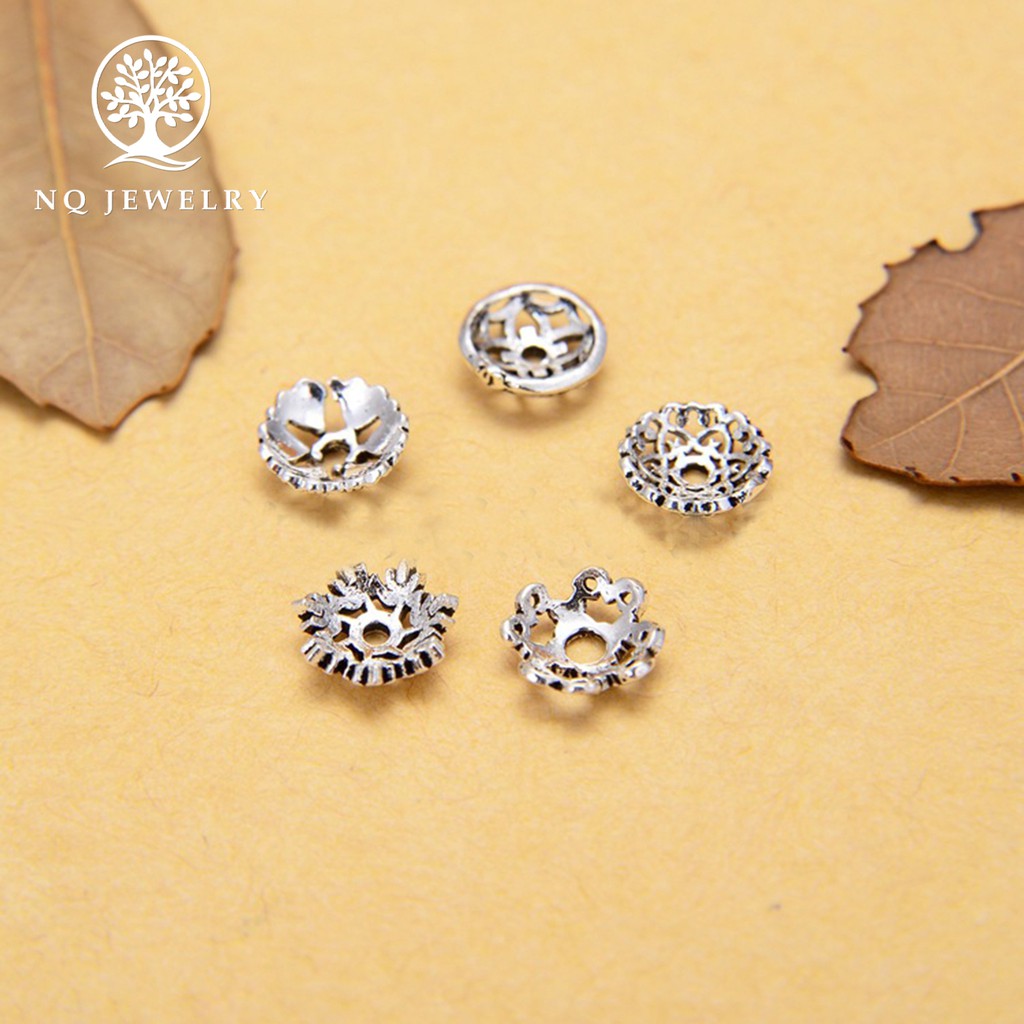 Charm bạc chụp hạt họa tiết thực vật - NQ Jewelry