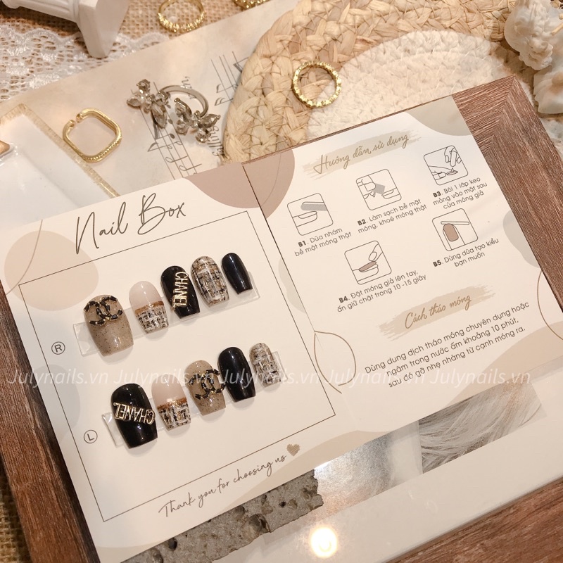 Thẻ tag nail box in sẵn , tag bìa nail box thiết kế giá rẻ kt 9x11 cm giấy c300