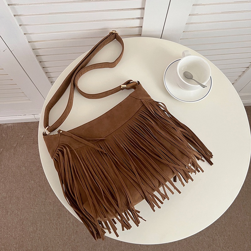 Ielgy Túi Đeo Vai Tua Rua Thiết Kế Cá Tính Độc Đáo Cổ Điển Cho Nữ