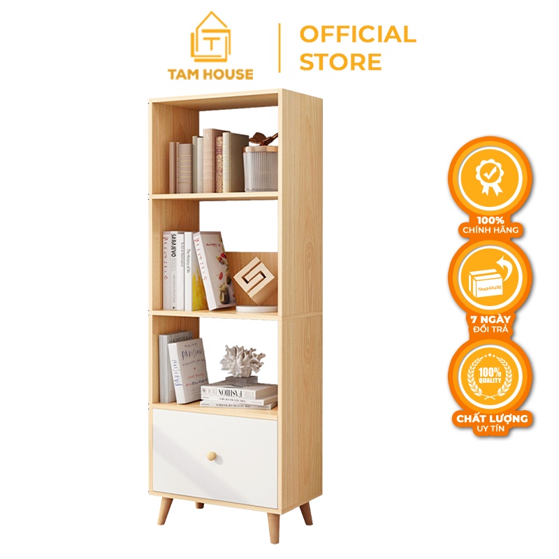 Kệ sách nhiều tầng vân gỗ kèm trắng Tâm House K127