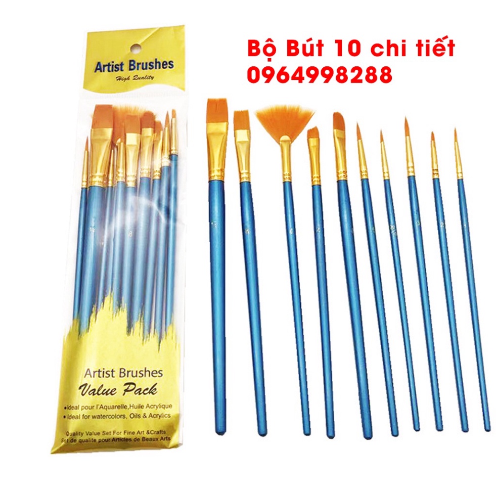 Bộ Bút 10 chi tiếtchuyên vẽ màu acrylic, sơn dầu, màu nước 10 chi tiết❤️tuyệt phẩm siêu cao cấp❤️nhiều nét để lựa ch