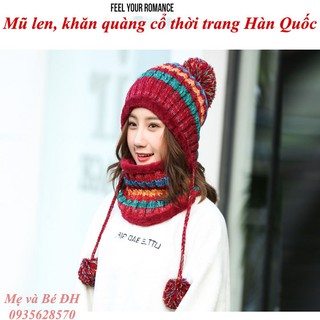 Mũ len nữ kèm khăn Hàn Quốc