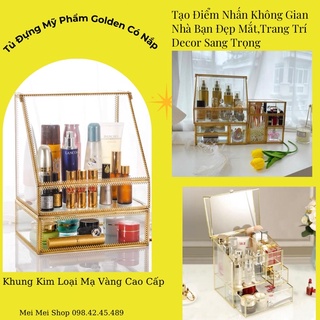 Tủ mỹ phẩm đựng đồ trang điểm Skincare golden