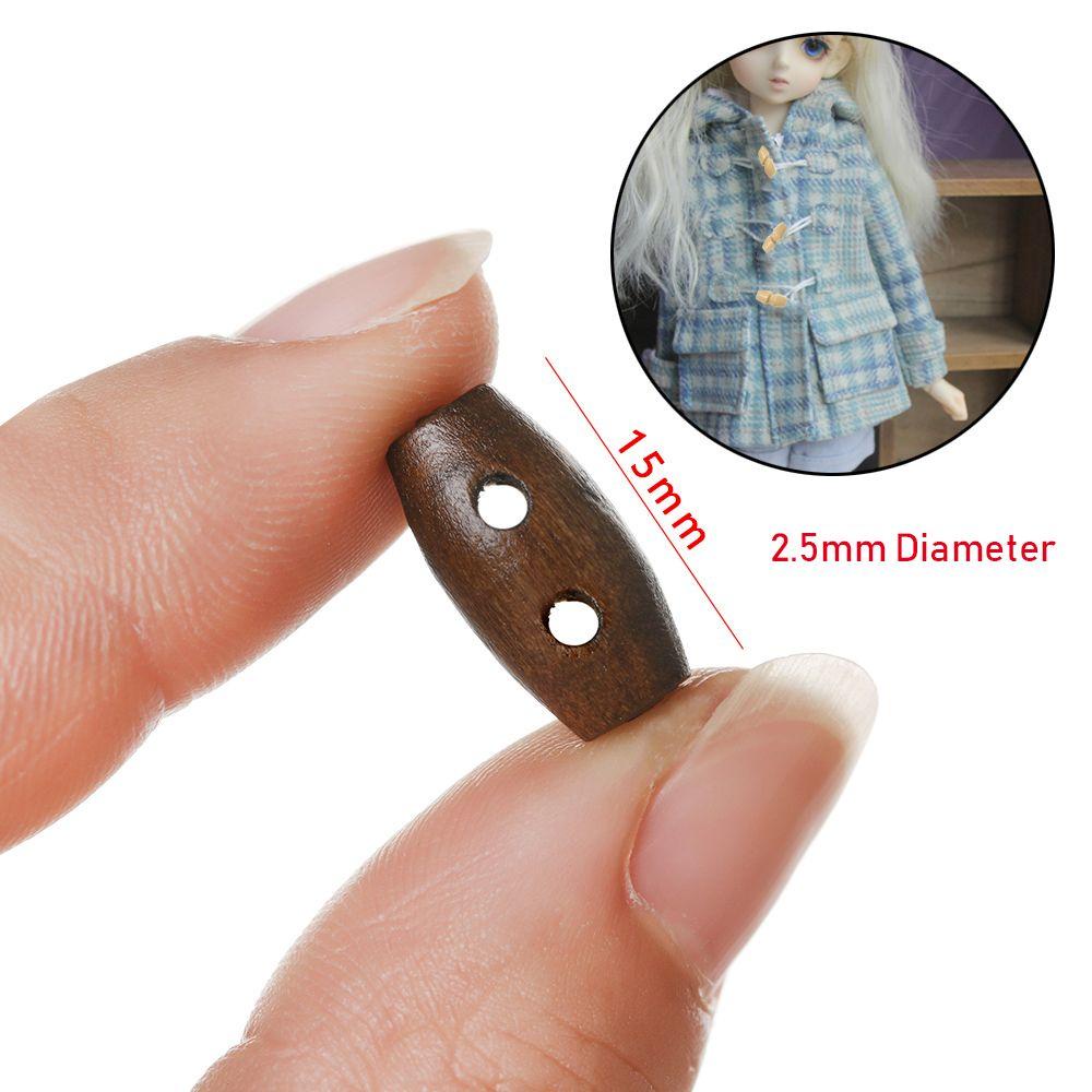 Risedot 20/40 cái nút sừng bằng gỗ phụ kiện mini 1/6 búp bê nhồi bông áo khoác khóa thủ công