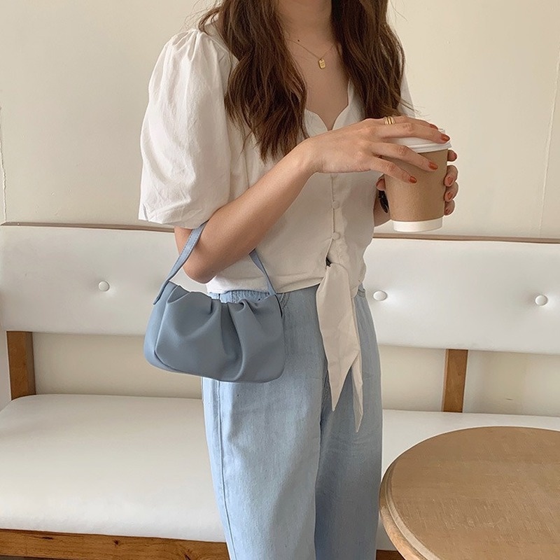 Túi Đeo Chéo Vai Xếp Ly Hình Đám Mây Phong Cách Hàn Quốc Thời Trang Cho Nữ Gylb594