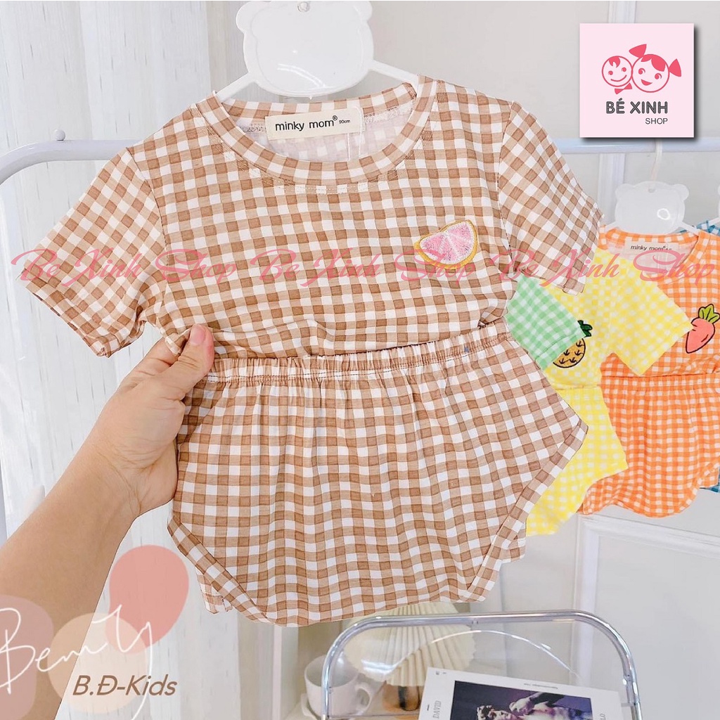 Minky Mom Bộ chip cộc tay cho bé trai bé gái  Đồ bộ bé trai gái quần áo trẻ em thun lạnh mát họa tiết CHIP CARO