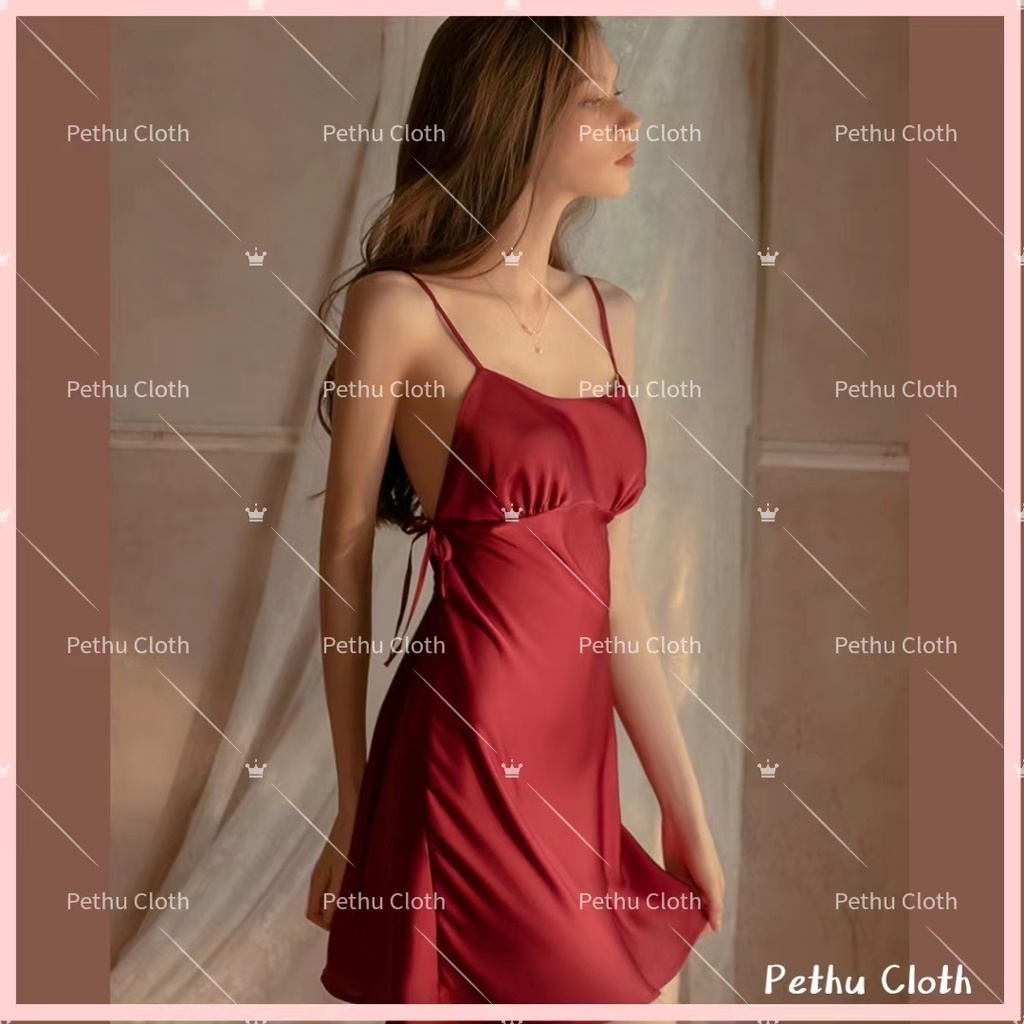 （Q1,HCM）Váy/Đồ ngủ sexy2 Dây Hở Lưng Xuyên Thấu Nội Y Dạng Trong Suốt Quyến Rũ 40-65kg---017
