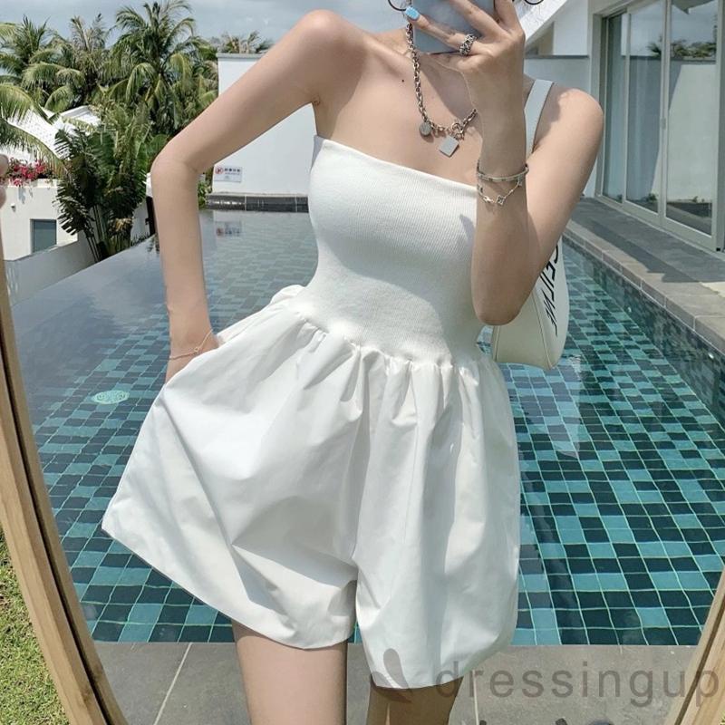 Bộ Áo Liền Quần Ngắn Hai Dây Thời Trang Mùa Hè Cho Nữ