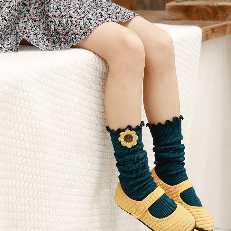 Vớ dài đến đầu gối xếp nếp phong cách Hàn Quốc cho bé gái