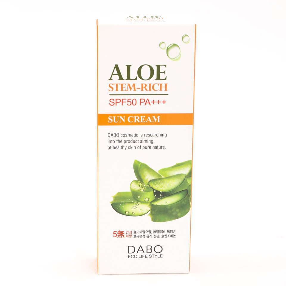 [Sản phẩm chính hãng] Kem chống nắng dưỡng da Lô Hội nhập khẩu Hàn Quốc Dabo Aloe Stem Rich 70ml 