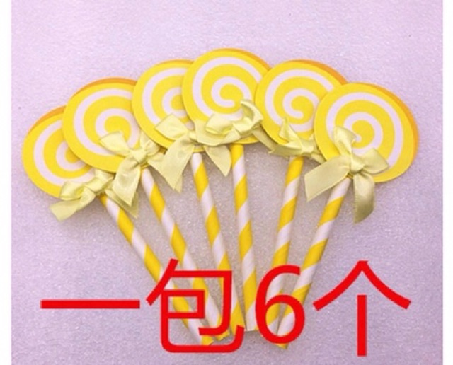 QUE CẮM BÁNH HÌNH CHIẾC KẸO CANDY ( set 6c) - cakes topper candy